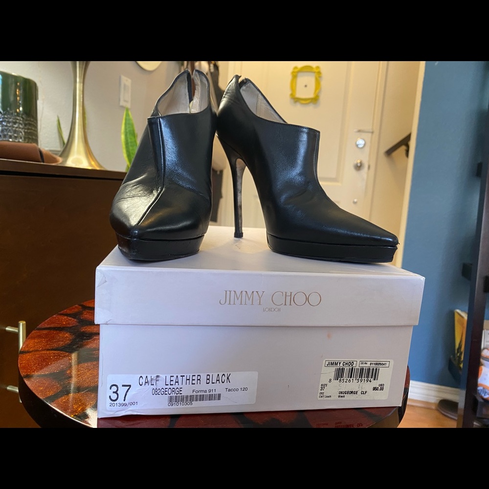 Jimmy Choo black leather booties - size 37